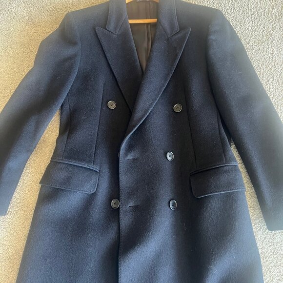 Vintage Men's San Remo Long Dress Coat, Navy, 38R - Picture 6 of 11